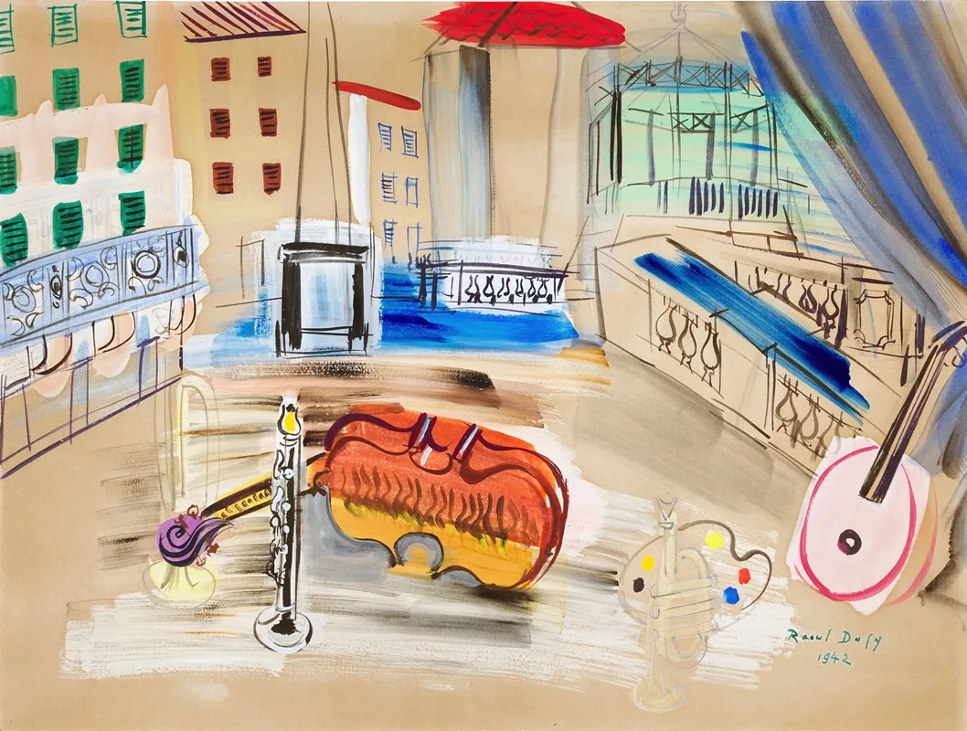 La Place Dhyeres Aux Instruments De Musique Wall Art by Raoul Dufy - High-Resolution Digital Print
