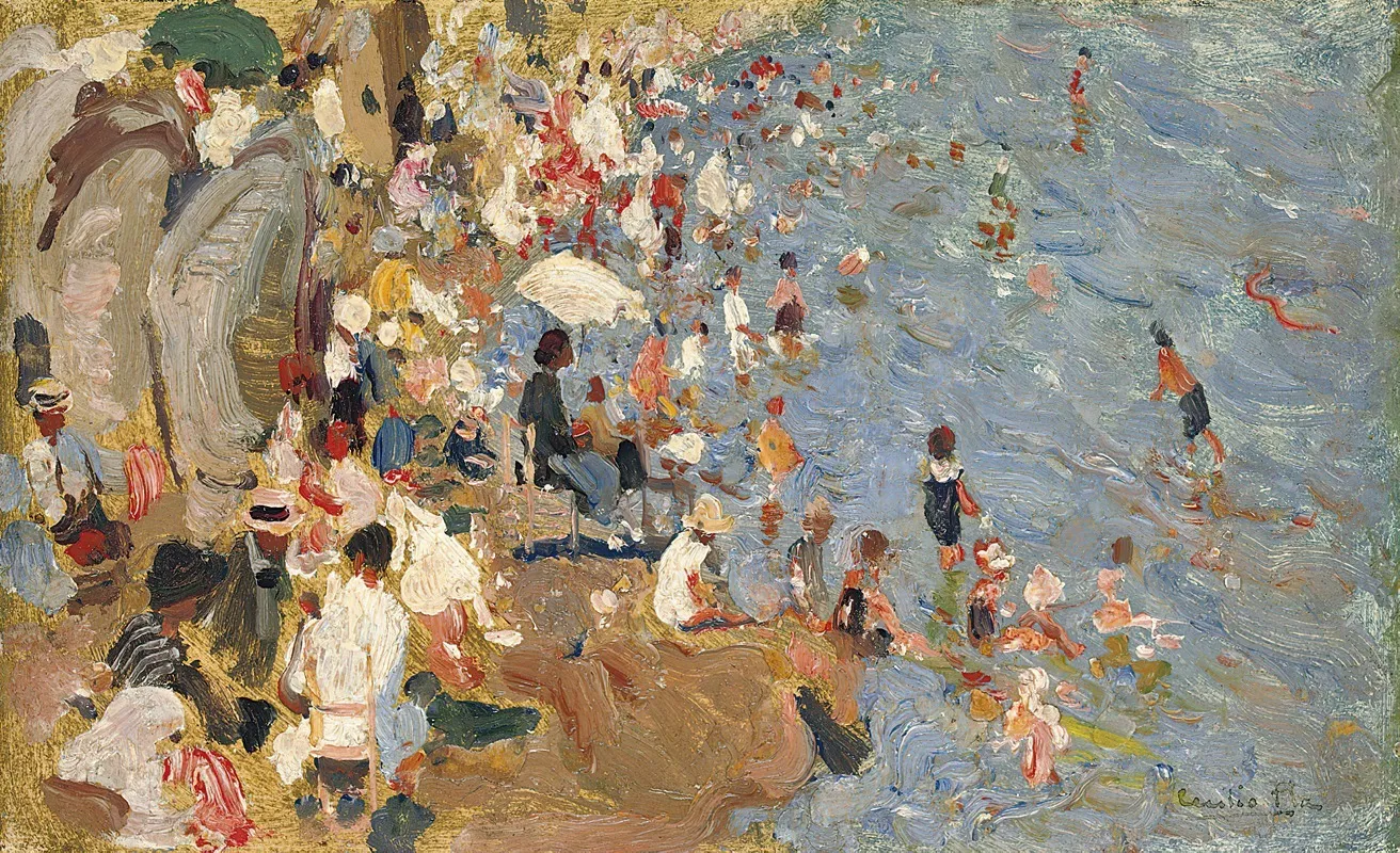 La Playafigures On The Beach Wall Art by Cecilio Plá y Gallardo - High-Resolution Digital Print