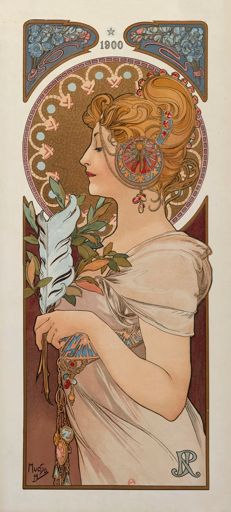 La Plume 3 Wall Art by Alphonse Mucha - High-Resolution Digital Print