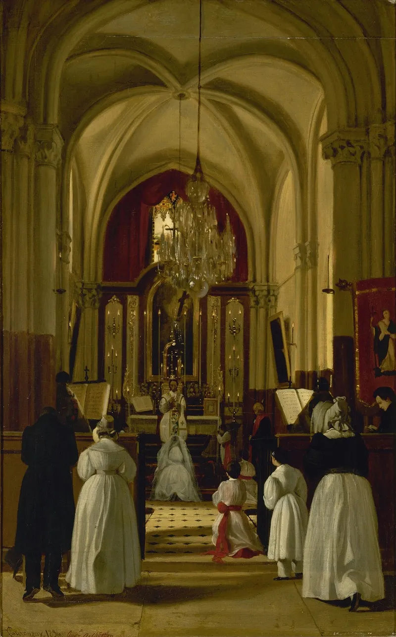 La Premiere Communion De Leopoldine A Fourqueux Le 8 Septembre 1836 Wall Art by Auguste de Châtillon - High-Resolution Digital Print