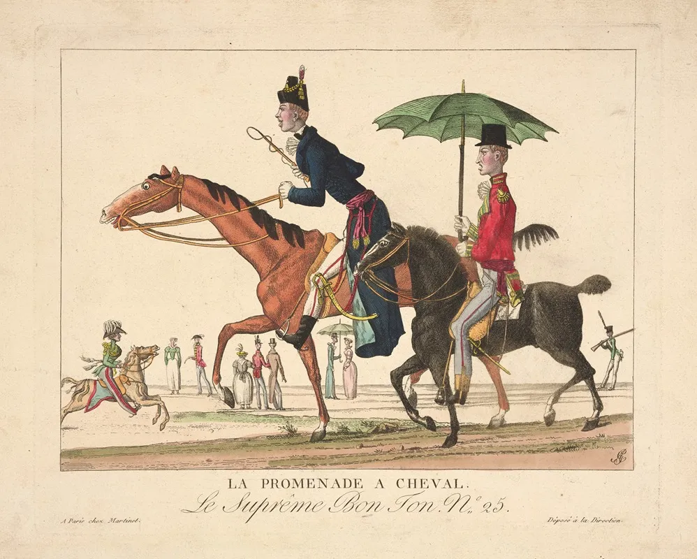 La Promenade A Cheval Wall Art by Georges Jacques Gatine - High-Resolution Digital Print