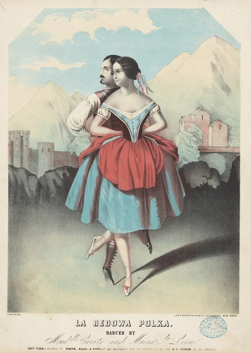 La Redowa Polka Danced By Madelle Cerito And Monsr St Leon Wall Art by J. Bouvier - High-Resolution Digital Print