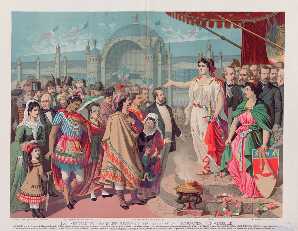 La Republique Francaise Recevant Les Peuples A Lexposition Universelle Wall Art by E. Conrad - High-Resolution Digital Print