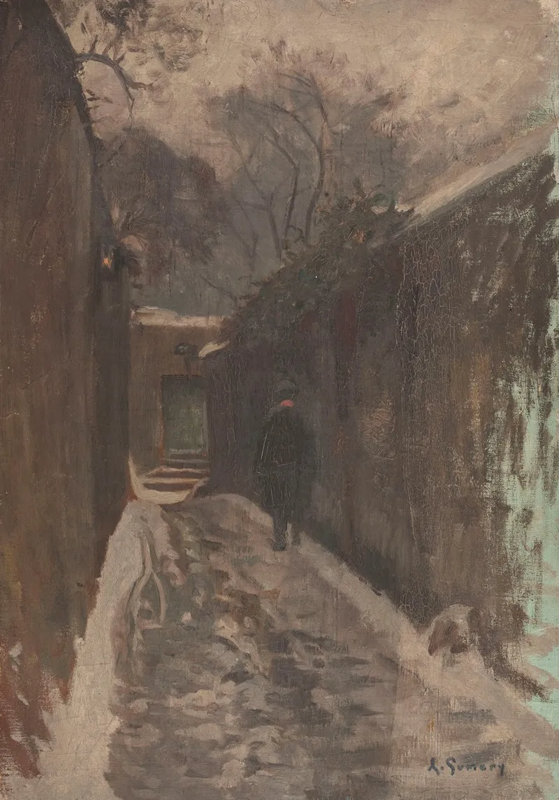 La Rue Berton Sous La Neige Wall Art by Adolphe-Ernest Gumery - High-Resolution Digital Print