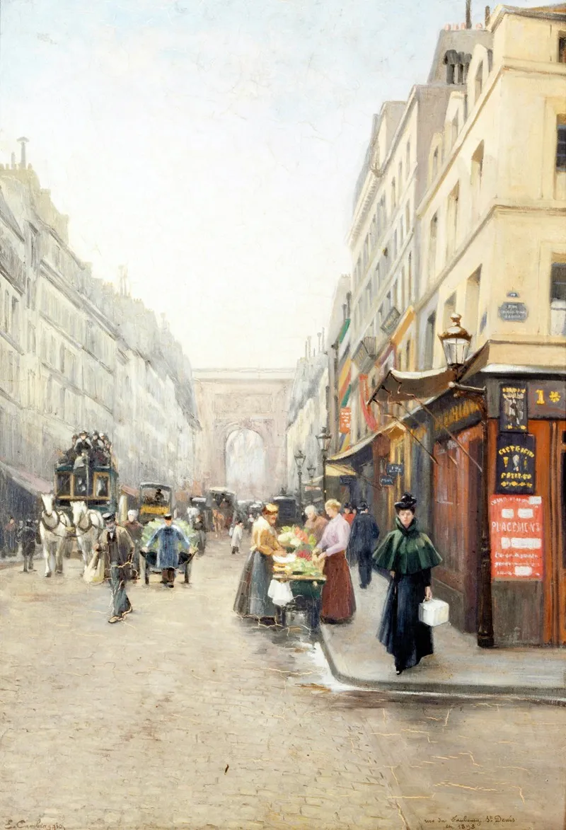 La Rue Du Faubourg Saint Denis Wall Art by Emile Cambiaggio - High-Resolution Digital Print