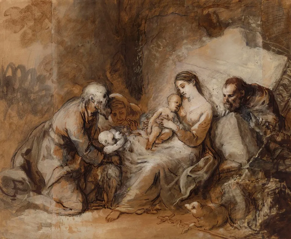 La Sainte Famille Avec Saint Jean Baptiste Sainte Elisabeth Et Saint Zacharie Wall Art by Johann Anton de Peters - High-Resolution Digital Print