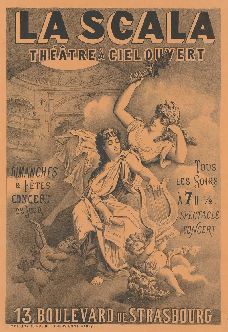 La Scala Theatre A Ciel Ouvert Wall Art by Imp. Emile Lévy - High-Resolution Digital Print