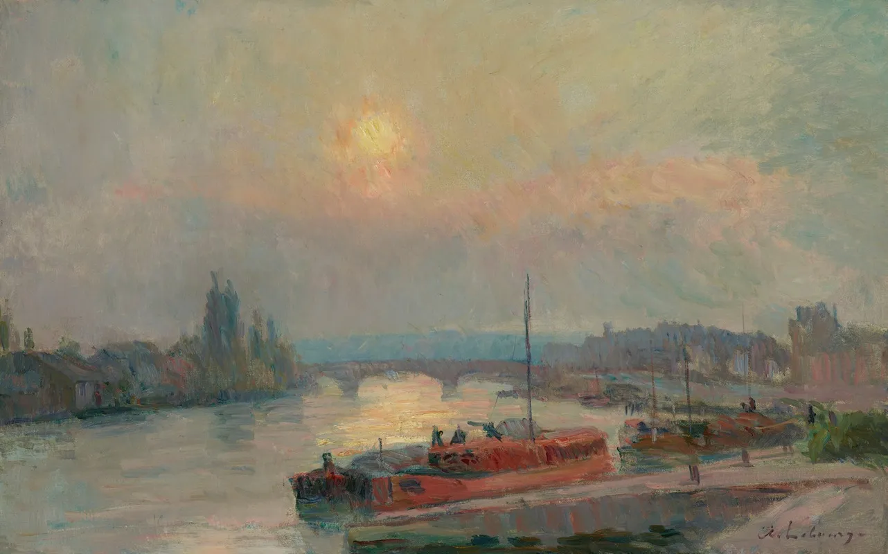 La Seine A Rouen Soleil Couchant