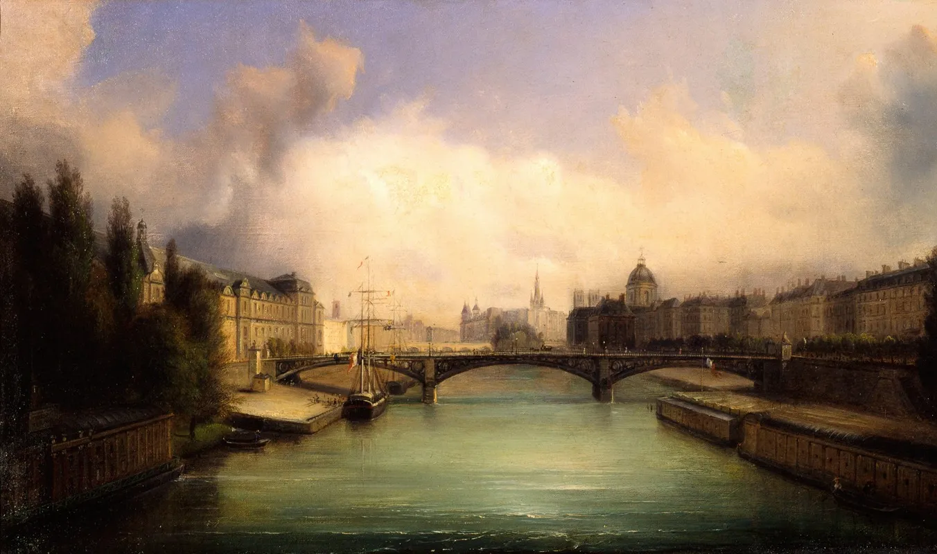 La Seine Et Lile De La Cite Vues Du Pont Royal Wall Art by François-Edme Ricois - High-Resolution Digital Print