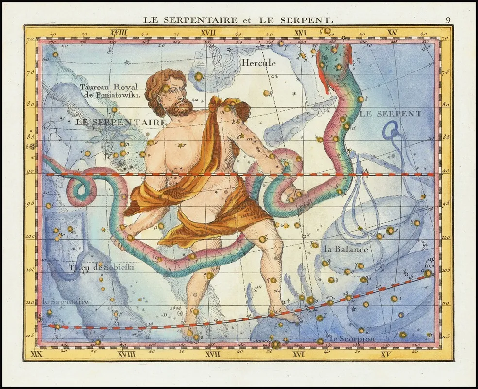 La Serpentaire Et Le Serpente Ophiucus Serpens Wall Art by John Flamsteed - High-Resolution Digital Print