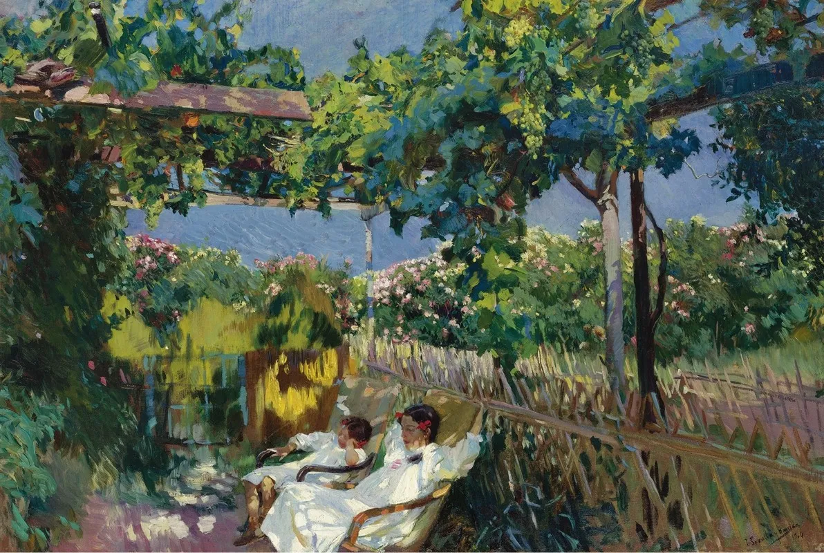 La Siesta En El Jardin Wall Art by Joaquín Sorolla - Canvas Print