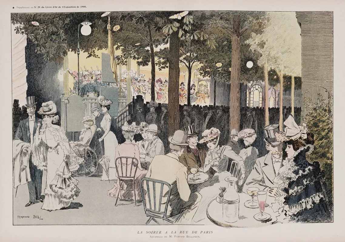 La Soiree A La Rue De Paris Wall Art by M. Fernand Bellenger - High-Resolution Digital Print