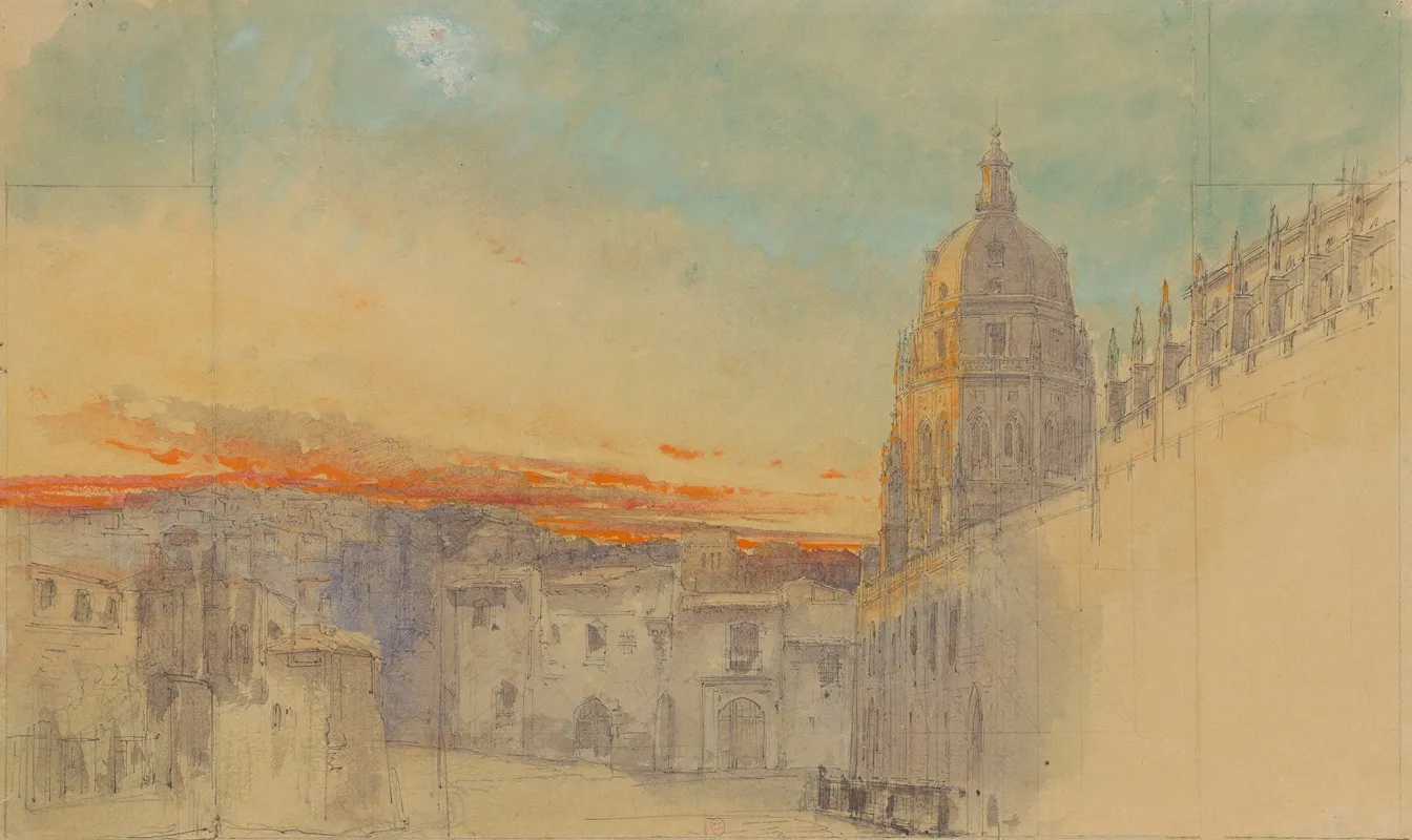 La Sorciere Maquette De Decor Place De Ville Dominee Par La Coupole Dune Eglise Wall Art by Alexandre Bailly - High-Resolution Digital Print