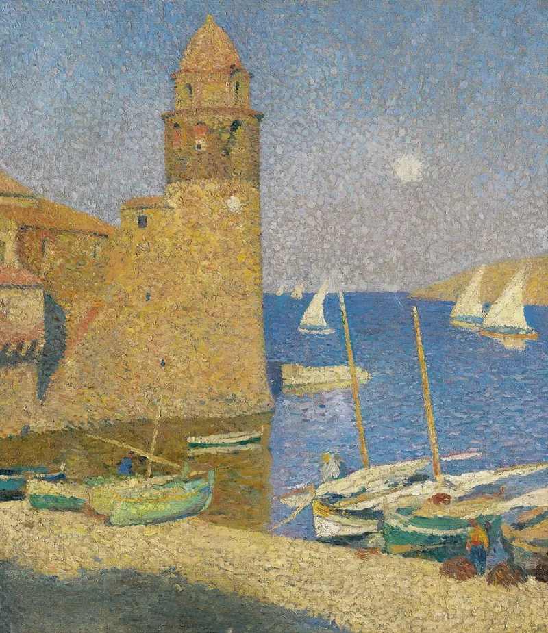 La Tour De Collioure Lever De Lune Wall Art by Henri Martin - High-Resolution Digital Print