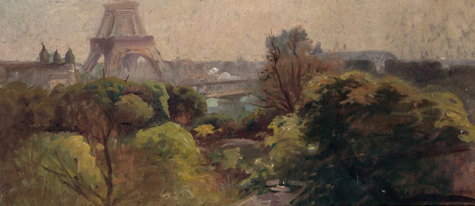 La Tour Eiffel Vue Du Jardin Delessert Wall Art by Adolphe-Ernest Gumery - High-Resolution Digital Print