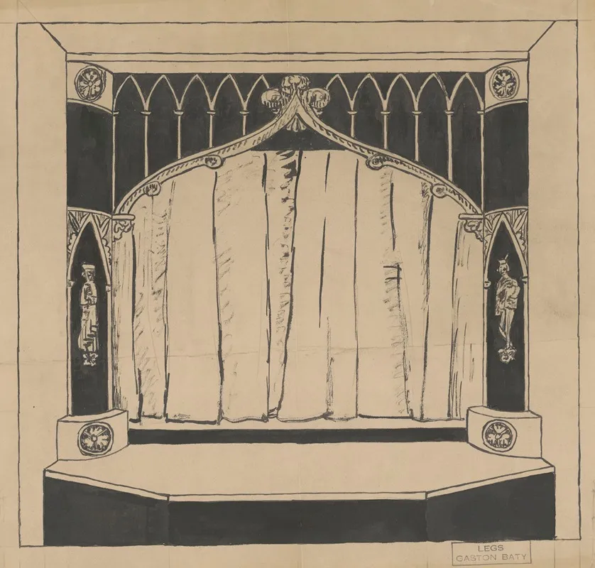 La Tragique Et Plaisante Histoire Du Docteur Faust Maquette De Decor Projet De Cadre De Scene Gothique Wall Art by Gaston Baty - High-Resolution Digital Print