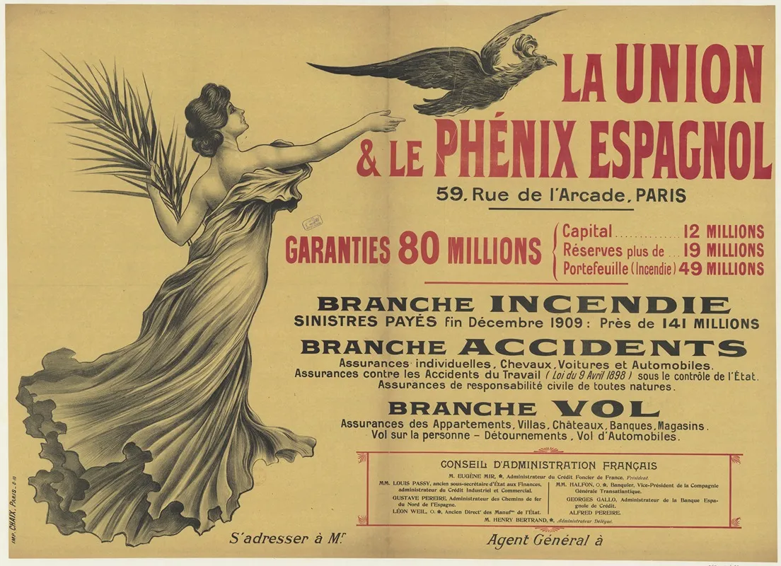 La Union Le Phenix Espagnol 59 Rue De Larcade Paris Wall Art by Imp. Chaix - High-Resolution Digital Print