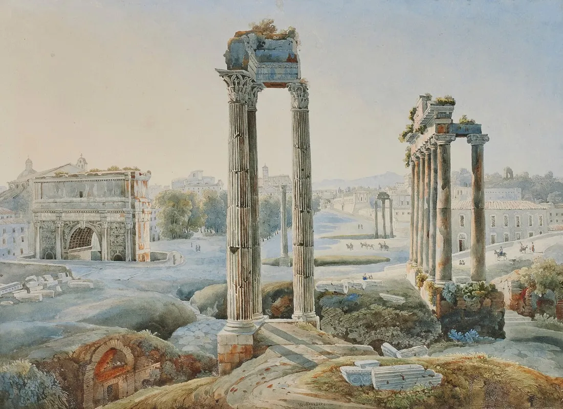 La Vallee Des Temples Dagrigente En Sicile Avec Le Temple De La Concorde Et Le Temple Dhera Wall Art by Johann Jakob Wolfensberger - High-Resolution Digital Print