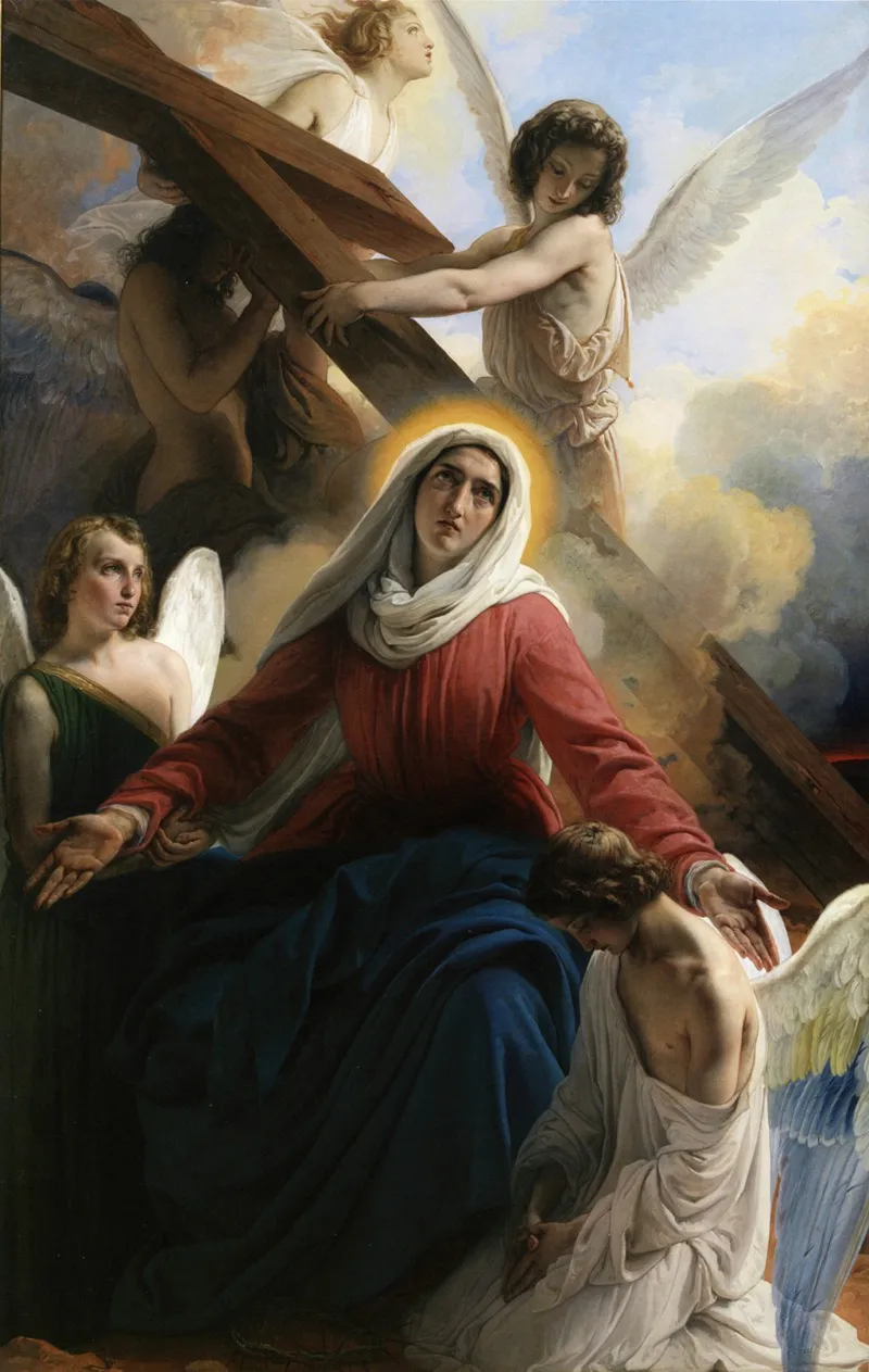 La Vergine Addolorata Con Gli Angioli E I Segni Della Passione Wall Art by Francesco Hayez - High-Resolution Digital Print