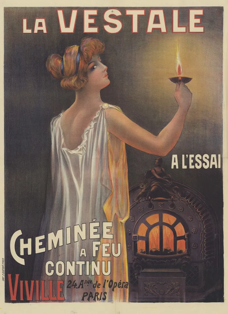 La Vestale Cheminee A Feu Continu A Lessai Viville 24 Avenue De Lopera Paris Wall Art by Anonymous - High-Resolution Digital Print
