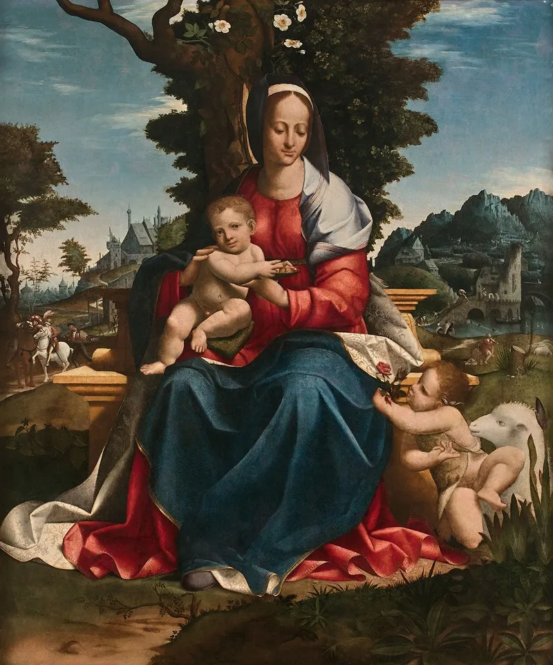La Vierge A Lenfant Avec Saint Jean Baptiste Dans Un Paysage 2 Wall Art by Girolamo Alibrandi - High-Resolution Digital Print