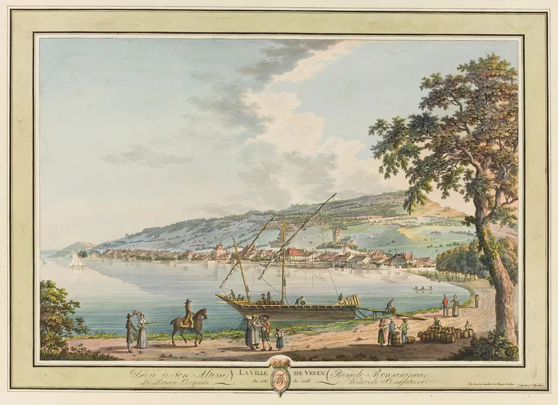 La Ville De Vevey Du Cote Du Midi Wall Art by Pierre Samuel Louis Joyeux - High-Resolution Digital Print