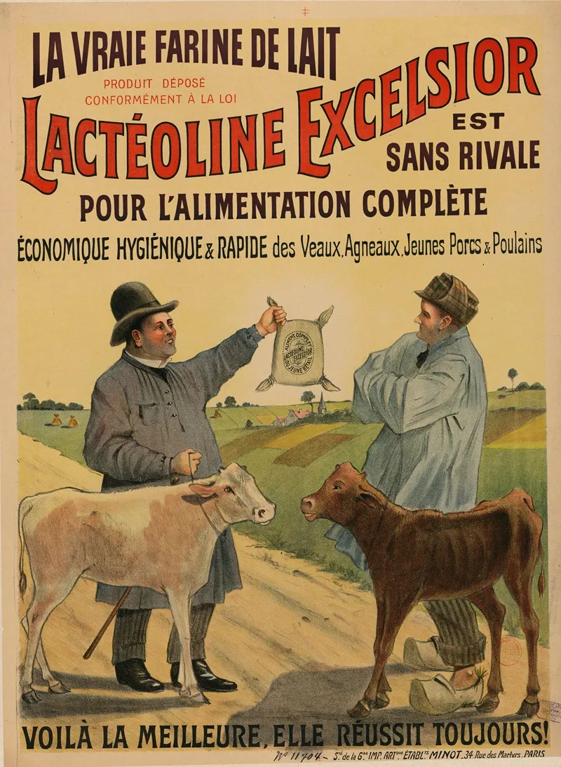 La Vraie Farine De Lait Lacteoline Excelsior Est Sans Rivale Pour Lalimentation Complete Wall Art by Etablissements Minot - High-Resolution Digital Print