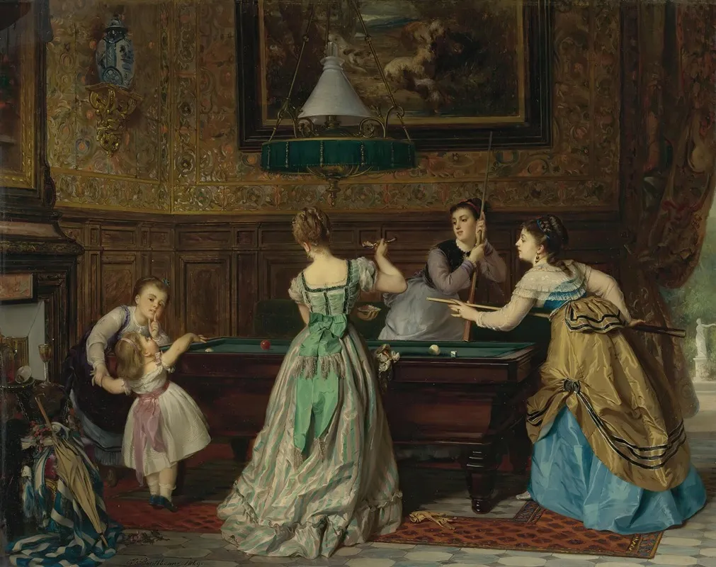Ladies Playing Billiards Wall Art by Charles Edouard Boutibonne - High-Resolution Digital Print