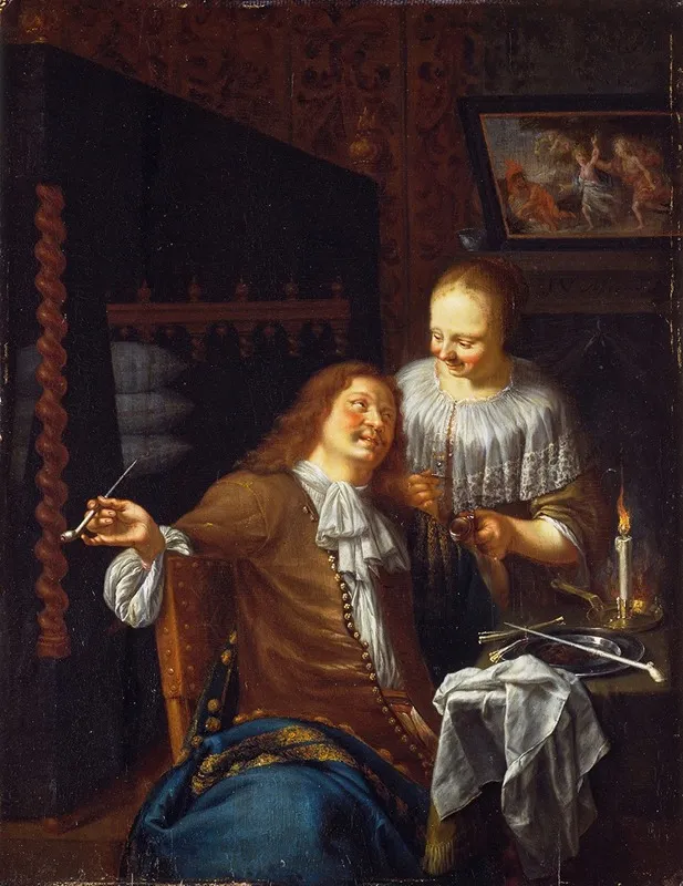 Lady And Cavalier Wall Art by Jan Van Mieris - High-Resolution Digital Print