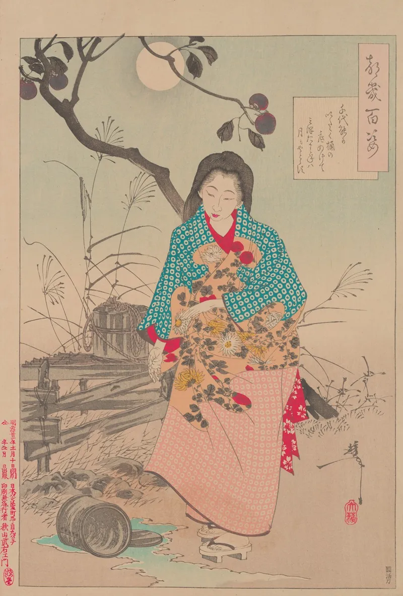 Lady Chiyo And The Broken Water Bucket Wall Art by Tsukioka Yoshitoshi - High-Resolution Digital Print