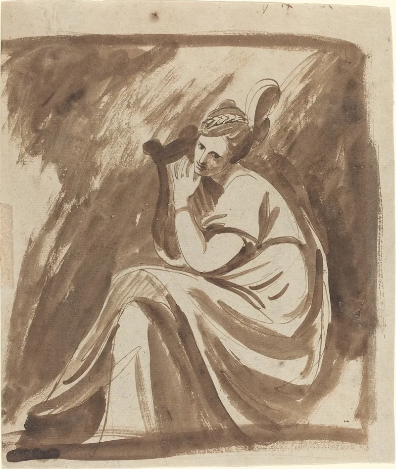 Lady Hamilton Playing A Lyre