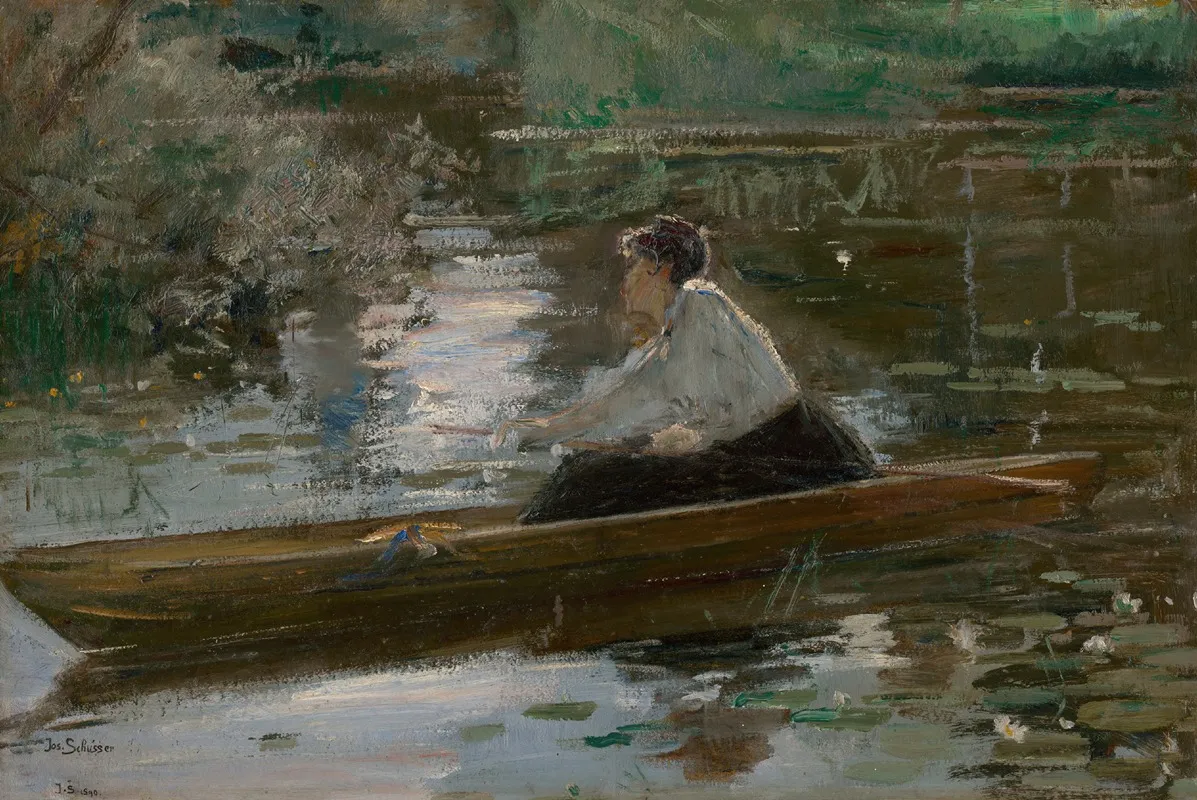 Lady In A Boat Josef Schusser Wall Art by Josef Schusser - High-Resolution Digital Print