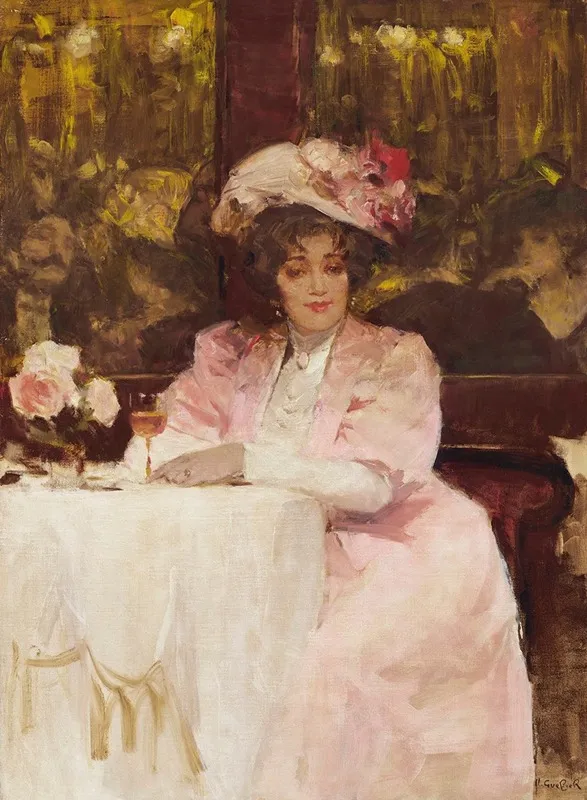 Lady In A Cafe Wall Art by Victor Guerrier - High-Resolution Digital Print