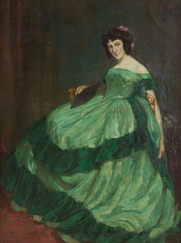 Lady In A Green Dress Wall Art by Betty Heldrich - High-Resolution Digital Print
