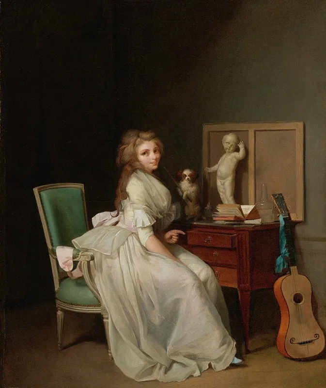 Lady In A White Dress Seated At Her Desk Wall Art by Louis-Léopold Boilly - High-Resolution Digital Print