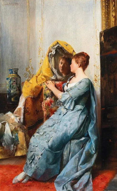 Lady In The Boudoir Wall Art by Gustav Holweg-Glantschnigg - High-Resolution Digital Print