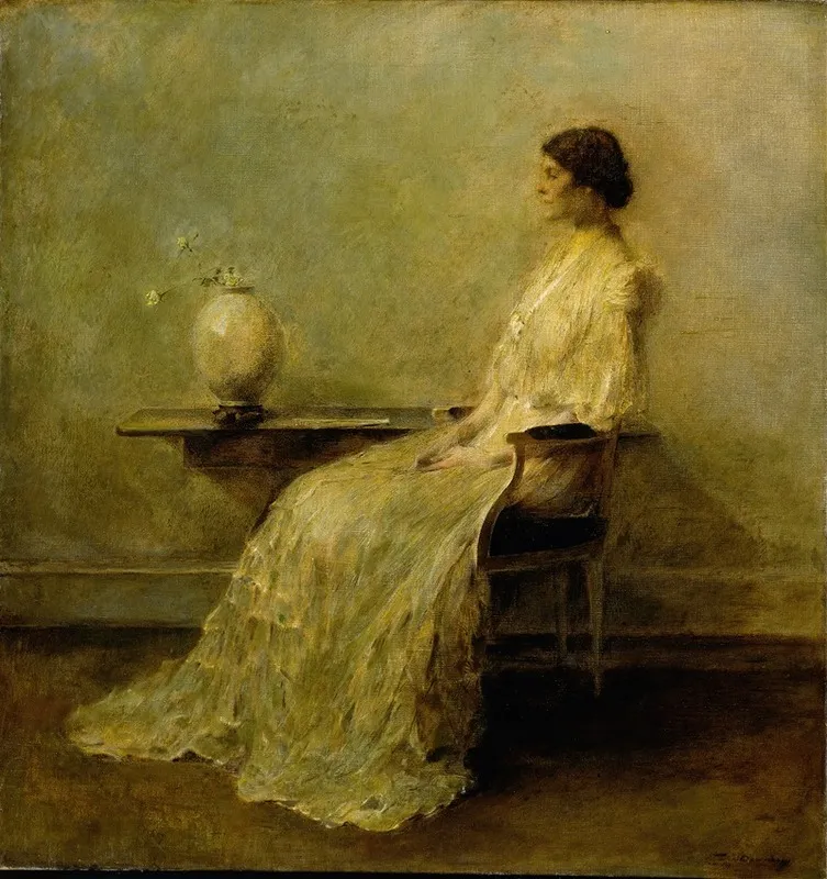 Lady In White No 2 Wall Art by Thomas Wilmer Dewing - High-Resolution Digital Print
