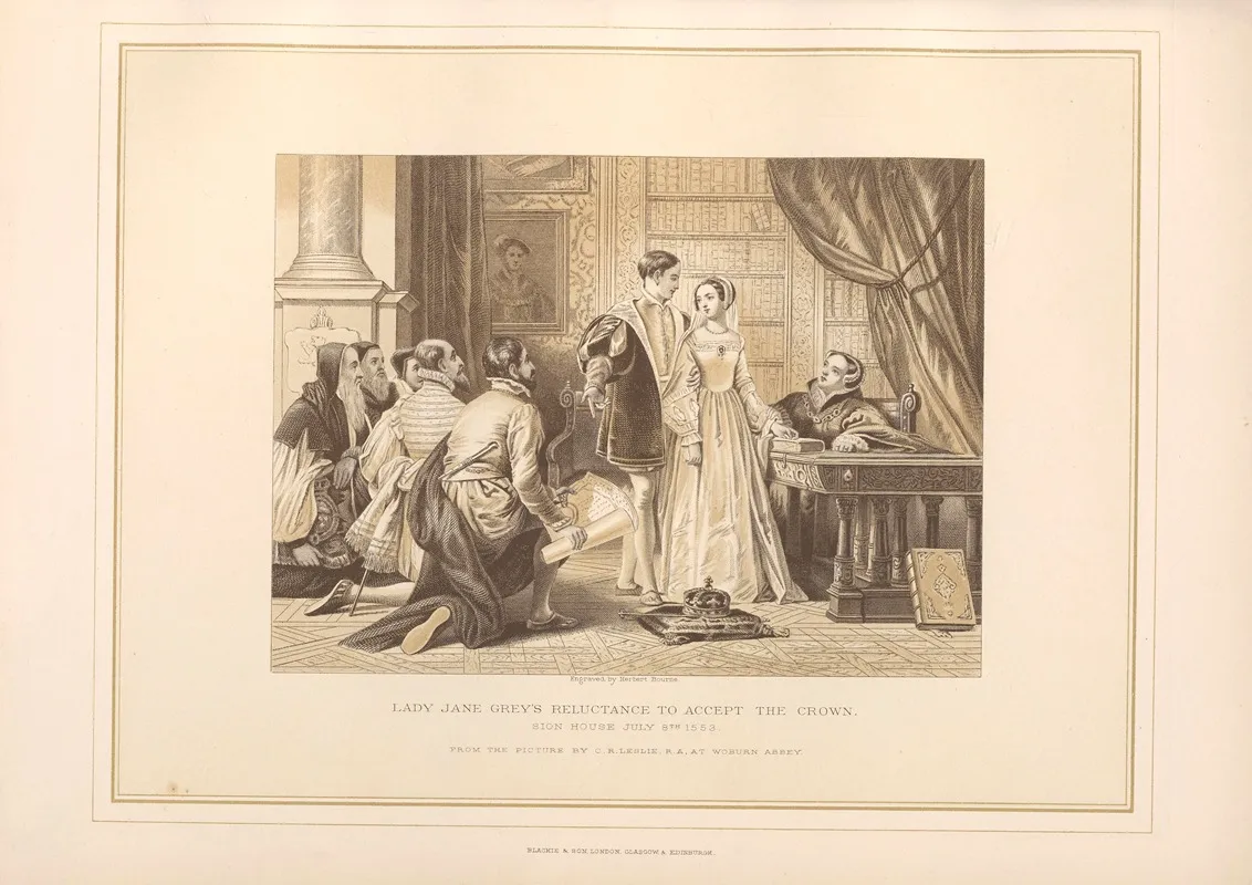 Lady Jane Greys Reluctance To Accept The Crown C R Leslie Wall Art by Thomas Archer - High-Resolution Digital Print
