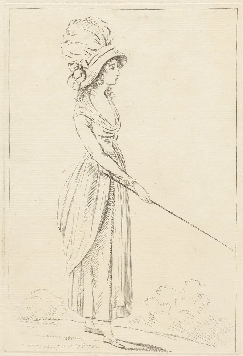 Lady Pointing With A Stick Wall Art by Charles Bretherton - High-Resolution Digital Print