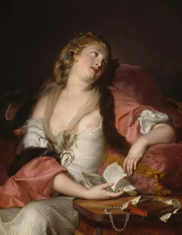 Lady Reading The Letters Of Heloise And Abelard Wall Art by Auguste Bernard d’Agesci - High-Resolution Digital Print
