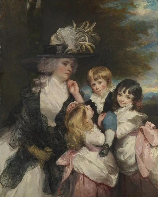 Lady Smith Charlotte Delaval And Her Children George Henry Louisa And Charlotte Wall Art by Sir Joshua Reynolds - High-Resolution Digital Print