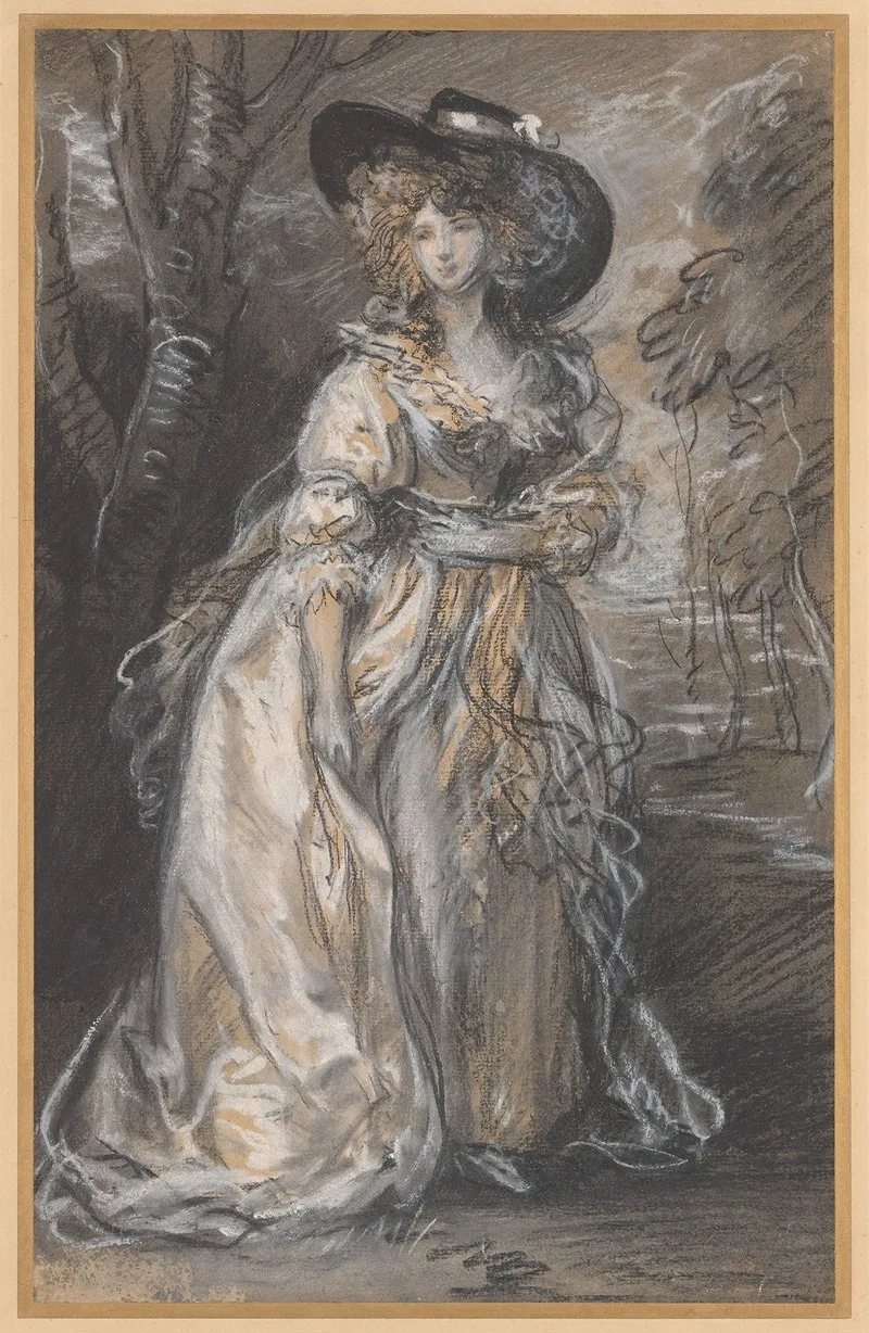 Lady Walking In A Garden Wall Art by Thomas Gainsborough - High-Resolution Digital Print