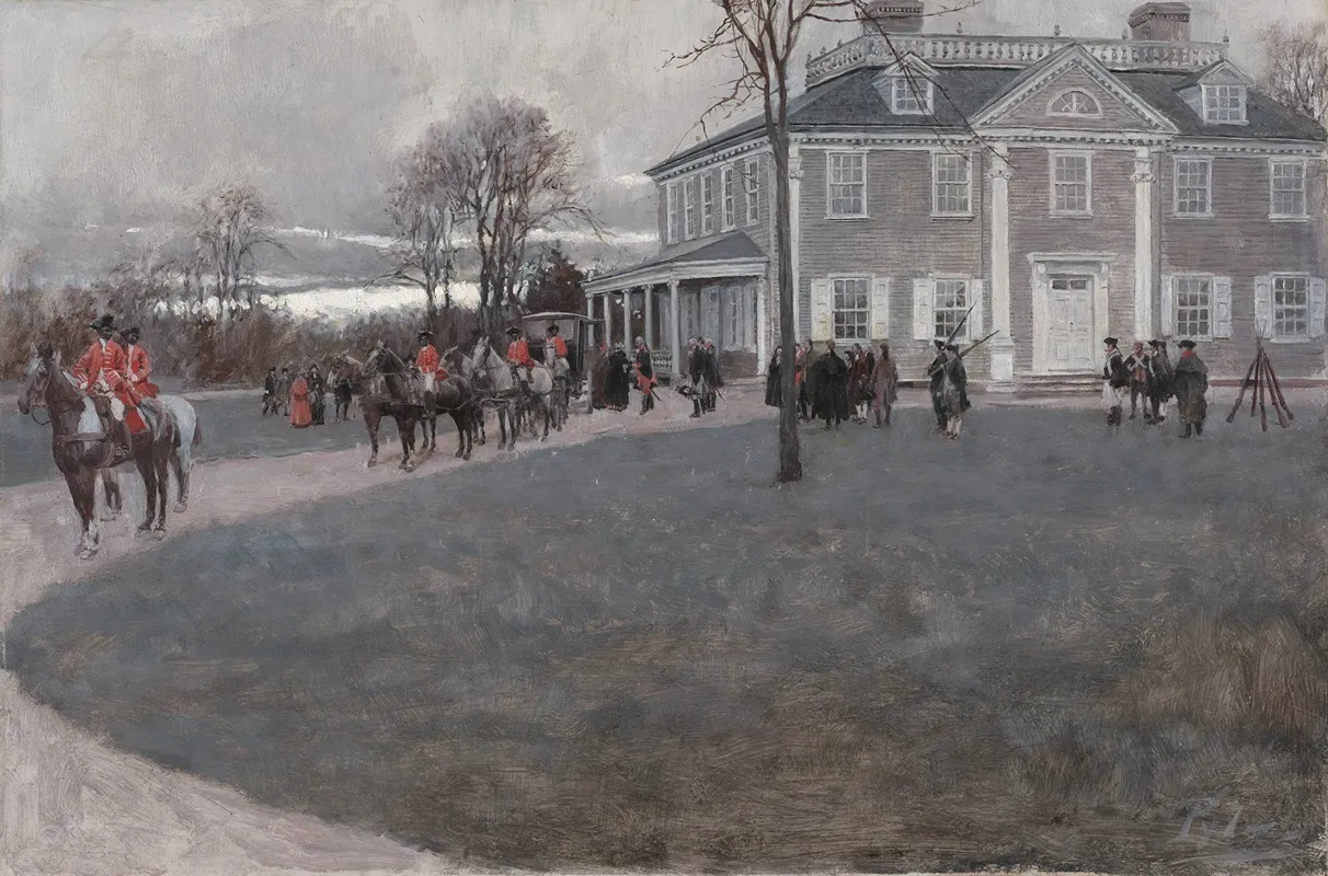 Lady Washingtons Arrival At Headquarters Cambridge 1775