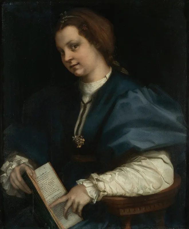 Lady With A Book Of Petrarchs Rhyme Wall Art by Andrea del Sarto - High-Resolution Digital Print