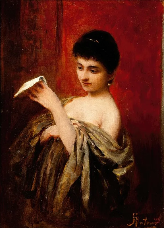 Lady With A Letter Wall Art by Apolinary Kotowicz - High-Resolution Digital Print