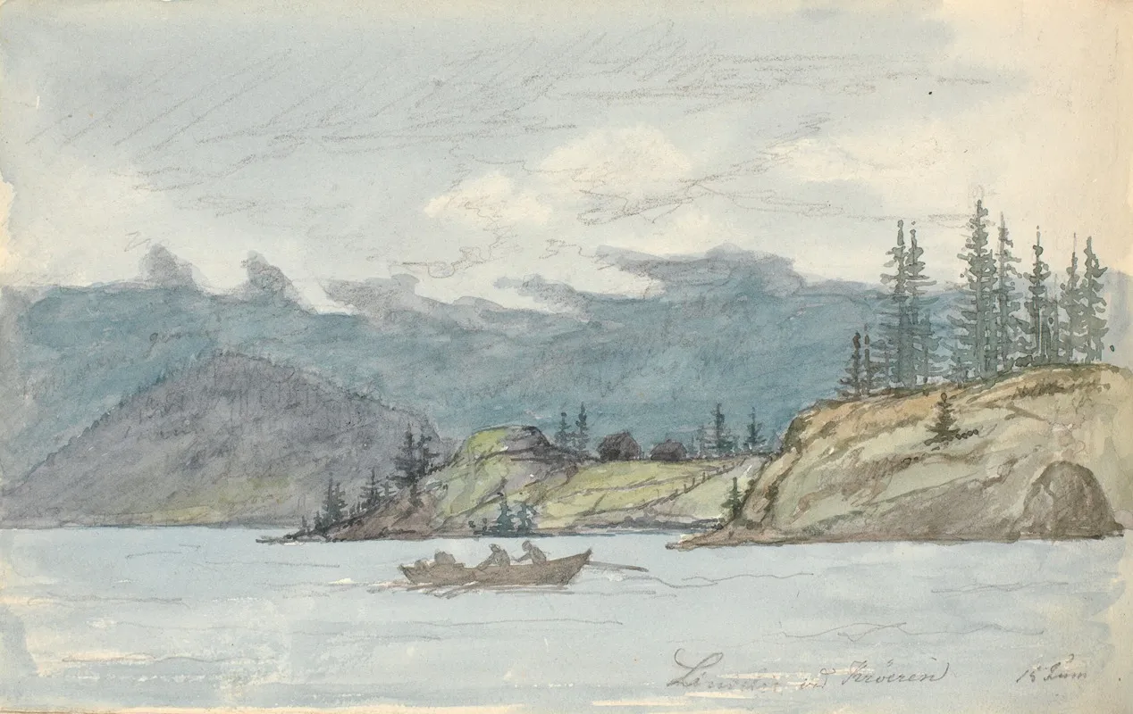 Lake Landscape With A Rowing Boat The Fiord Kroderen Norway