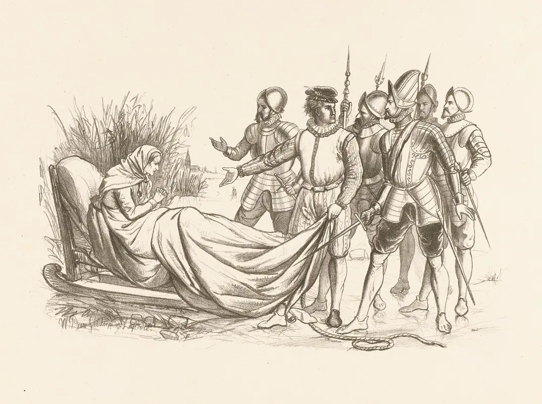Lambert Melisz Flees With His Mother In A Sleigh Over The Ice To Hoorn 1574 Wall Art by Wilhelmus Petrus van Geldorp - High-Resolution Digital Print