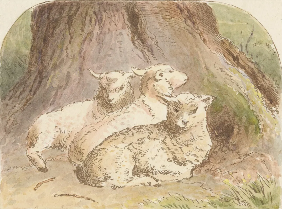 Lambing Time Tail Piece Wall Art by Alfred W. Cooper - High-Resolution Digital Print