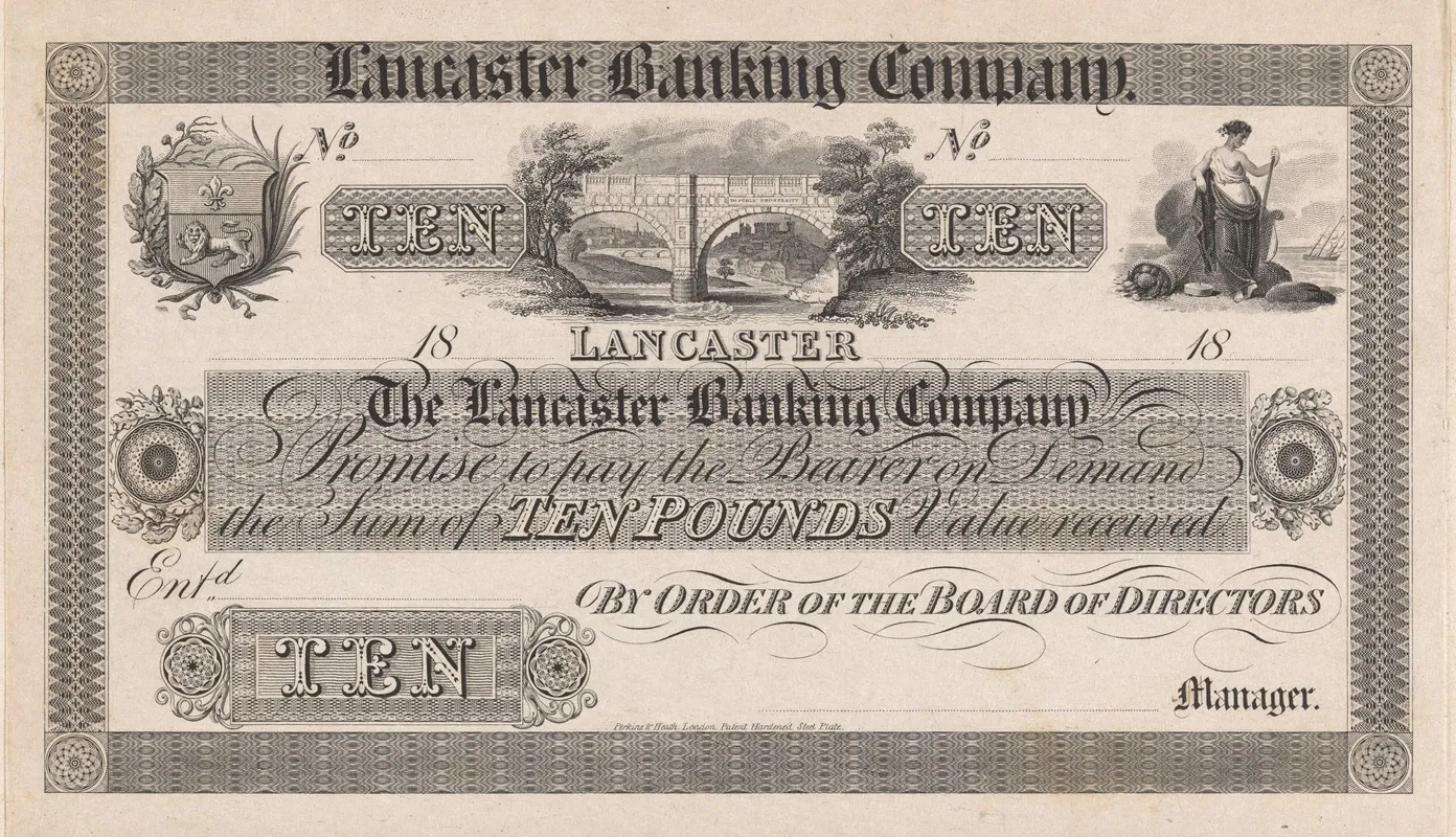 Lancaster Banking Company Ten Pound Note Wall Art by Perkins & Heath - High-Resolution Digital Print