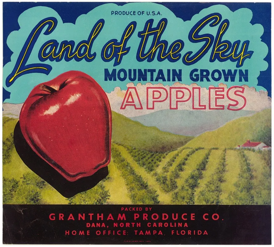 Land Of The Sky Mountain Grown Apples Label